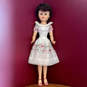 VTG 1950s 50s MCM De Luxe 24" Sweet Janie Doll Party Dress Shoes Sleep Eyes USA